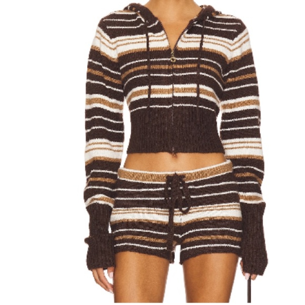 Dairy Boy Striped Knit Zip-Up Hoodie
